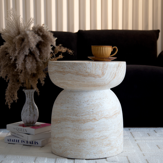 Mesa Lateral Piedra Luna Jupiter Crema