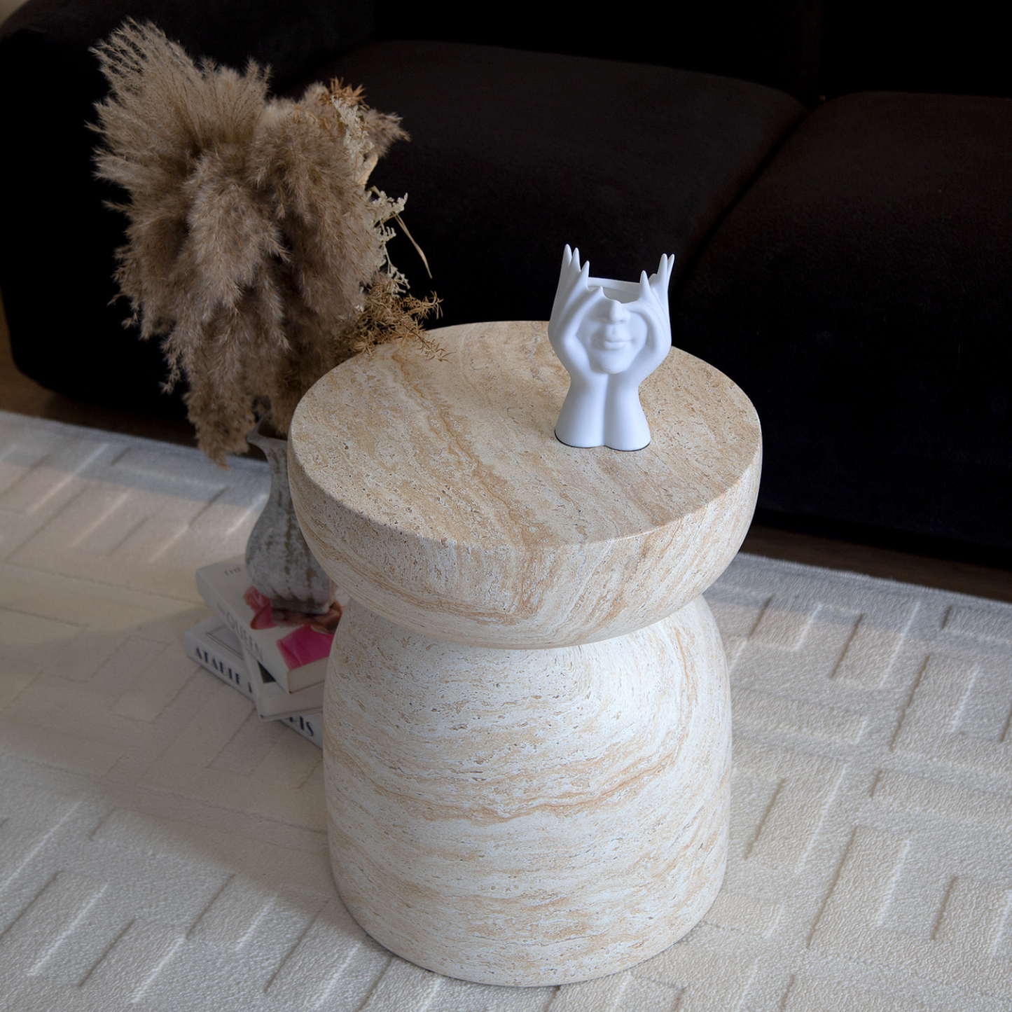 PREVENTA - Mesa Lateral Piedra Luna Jupiter Crema