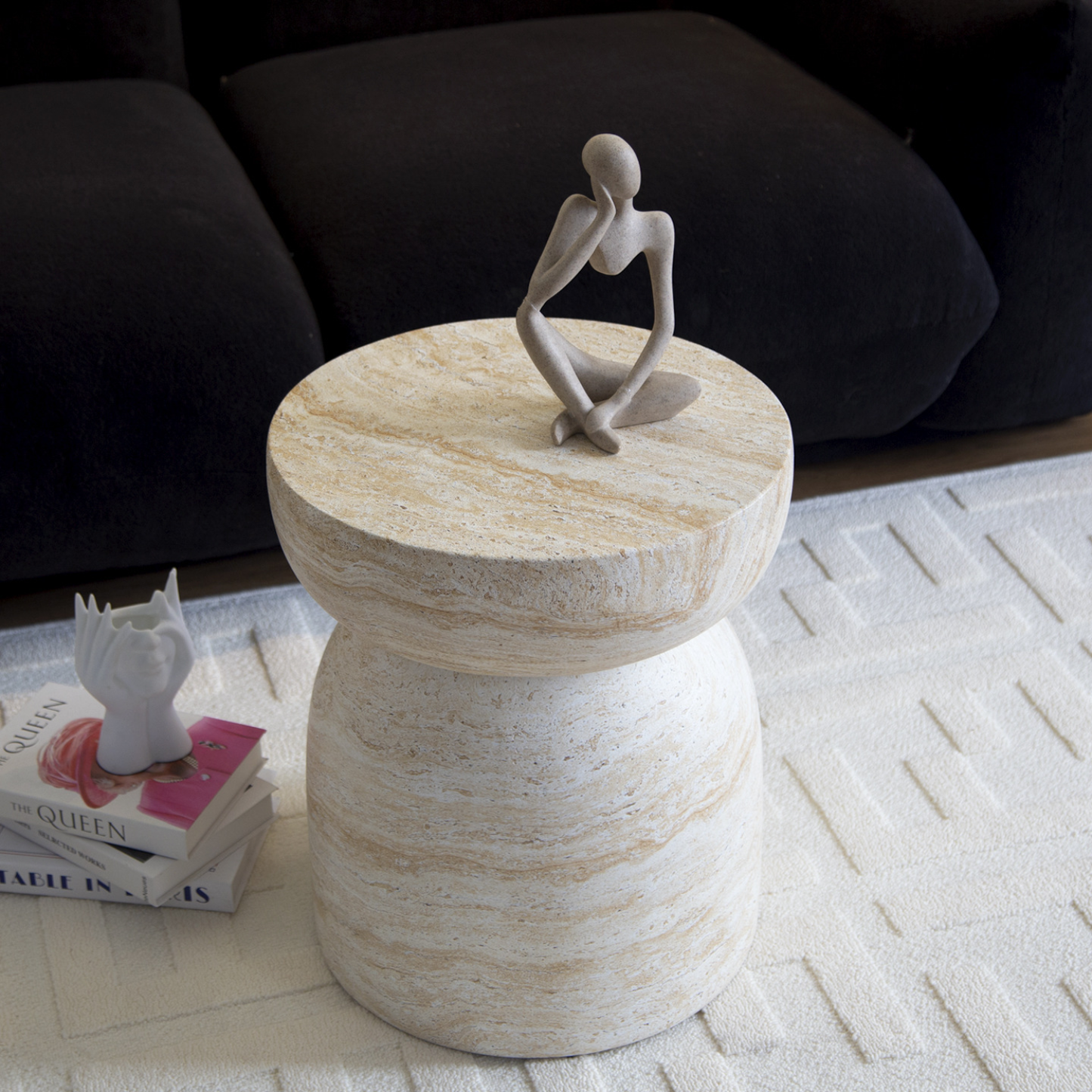 PREVENTA - Mesa Lateral Piedra Luna Jupiter Crema