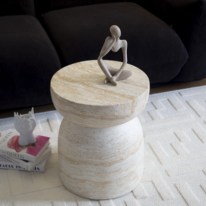 PREVENTA - Mesa Lateral Piedra Luna Jupiter Crema
