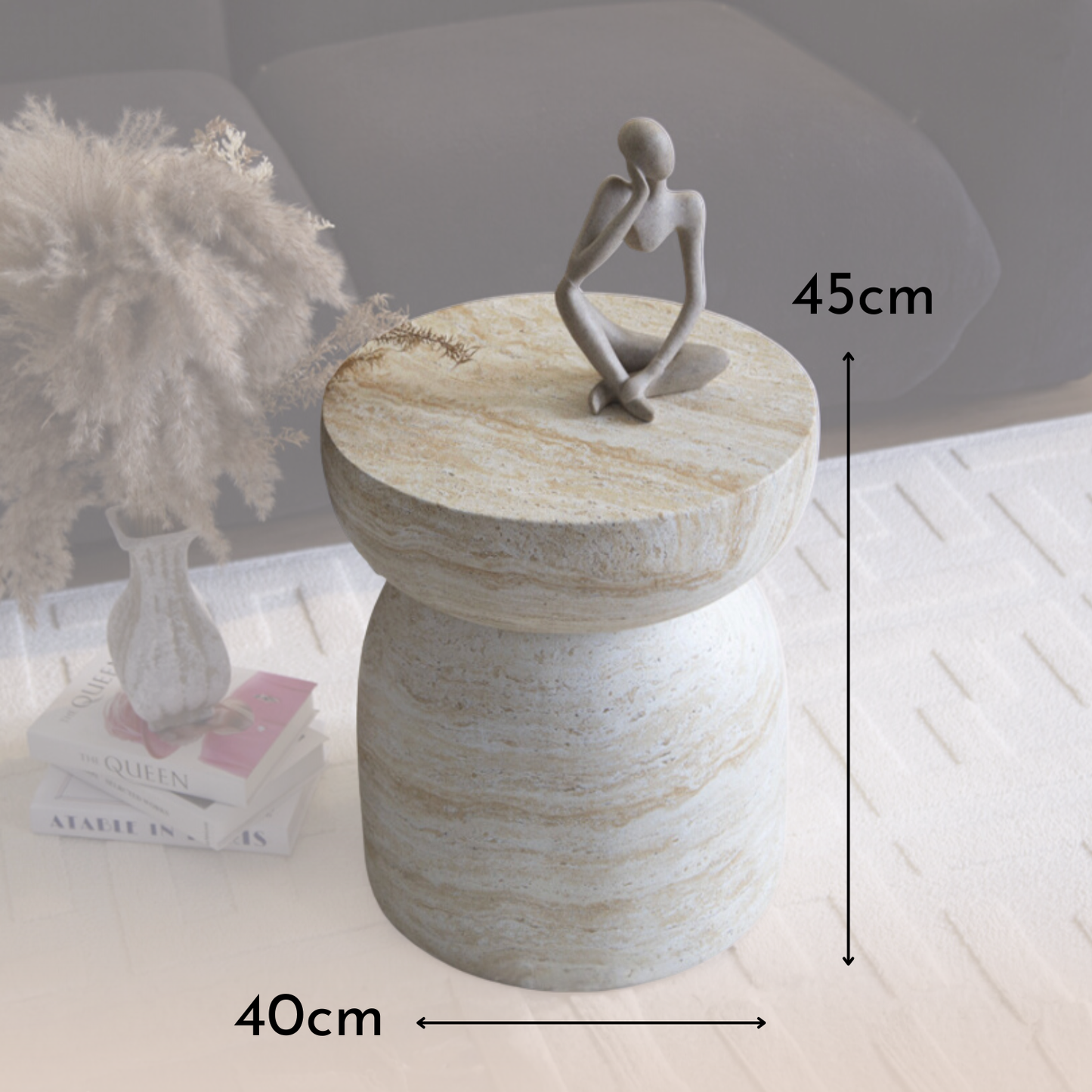 PREVENTA - Mesa Lateral Piedra Luna Jupiter Crema