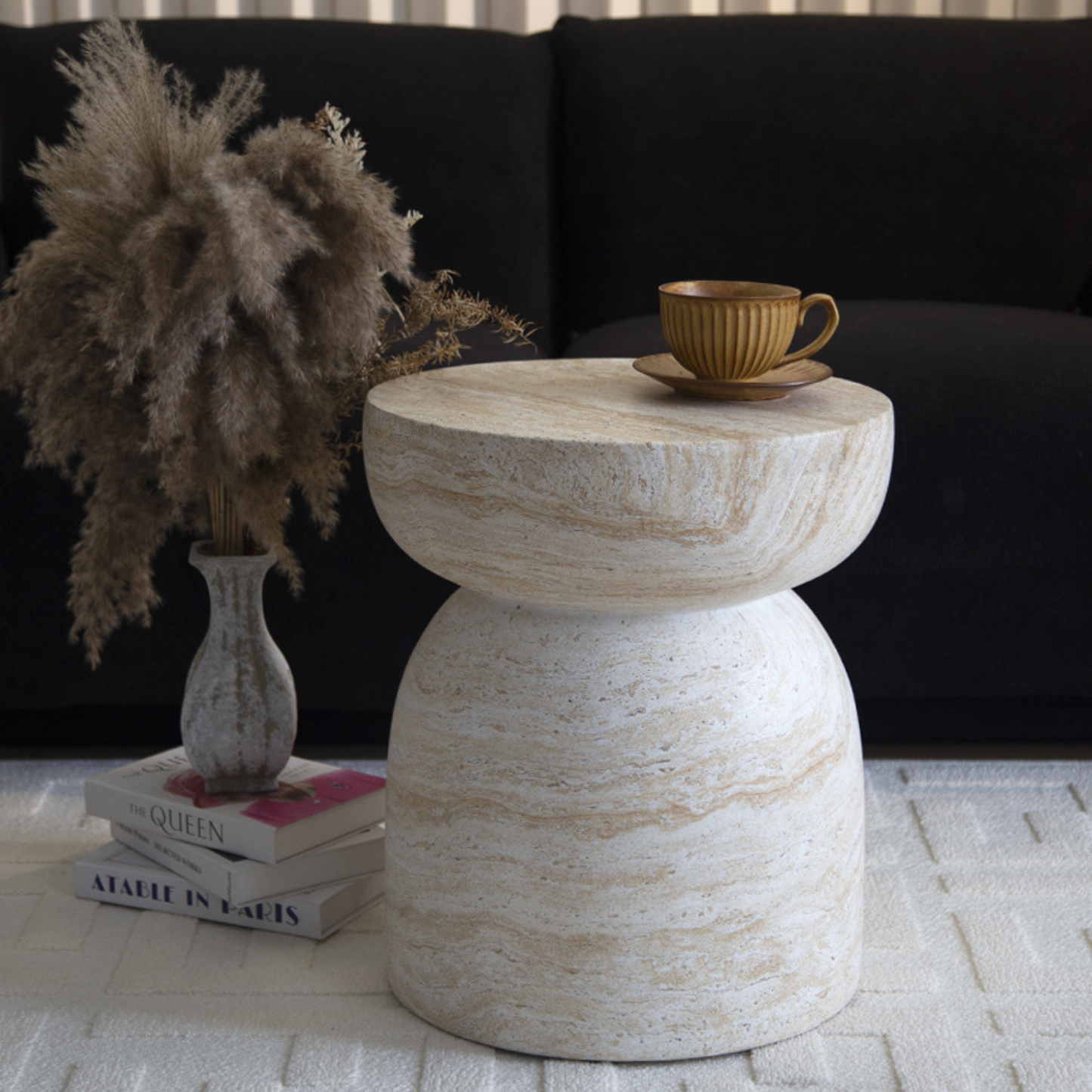 PREVENTA - Mesa Lateral Piedra Luna Jupiter Crema