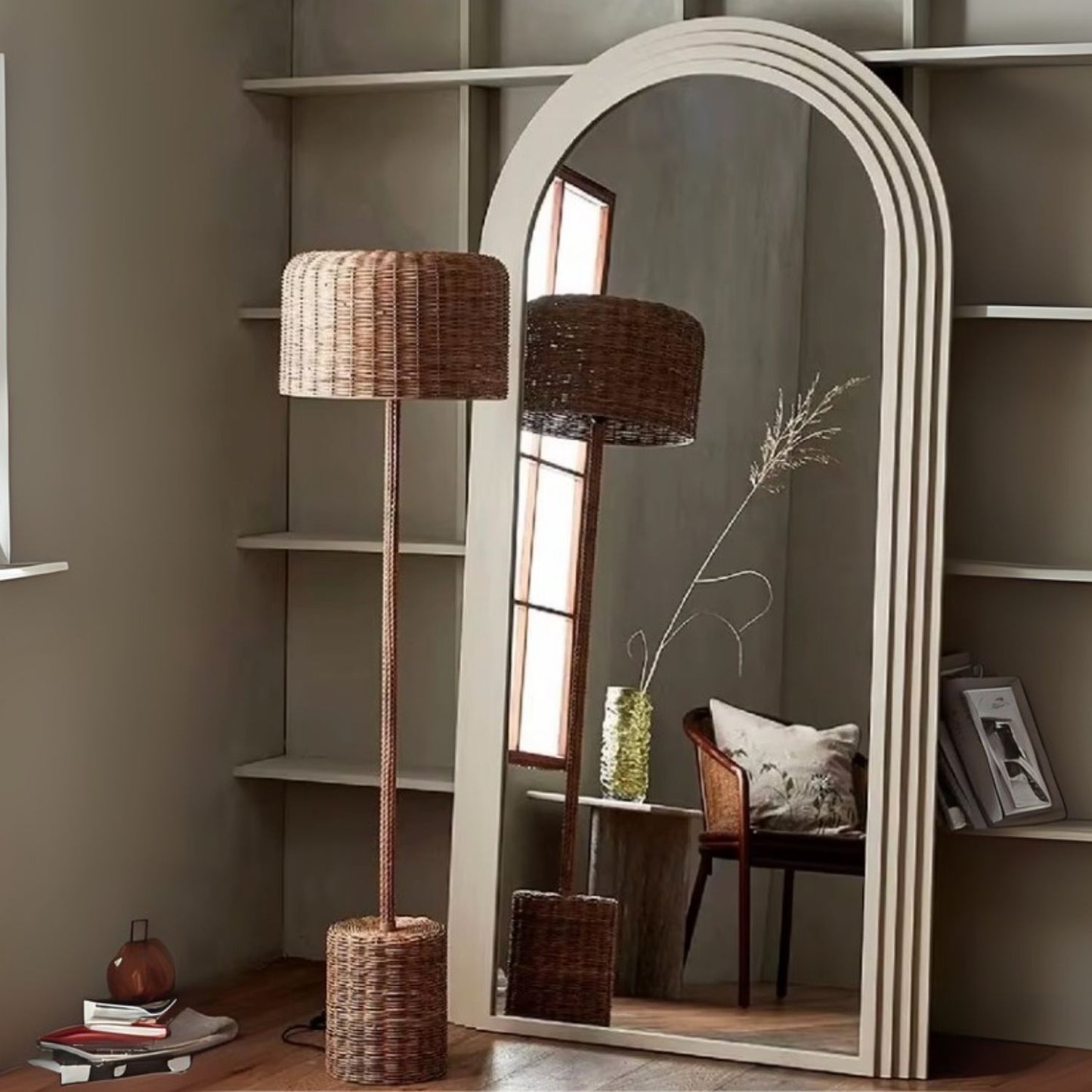 Espejo Arco Escalonado Beige Cuerpo Entero 200x100cm