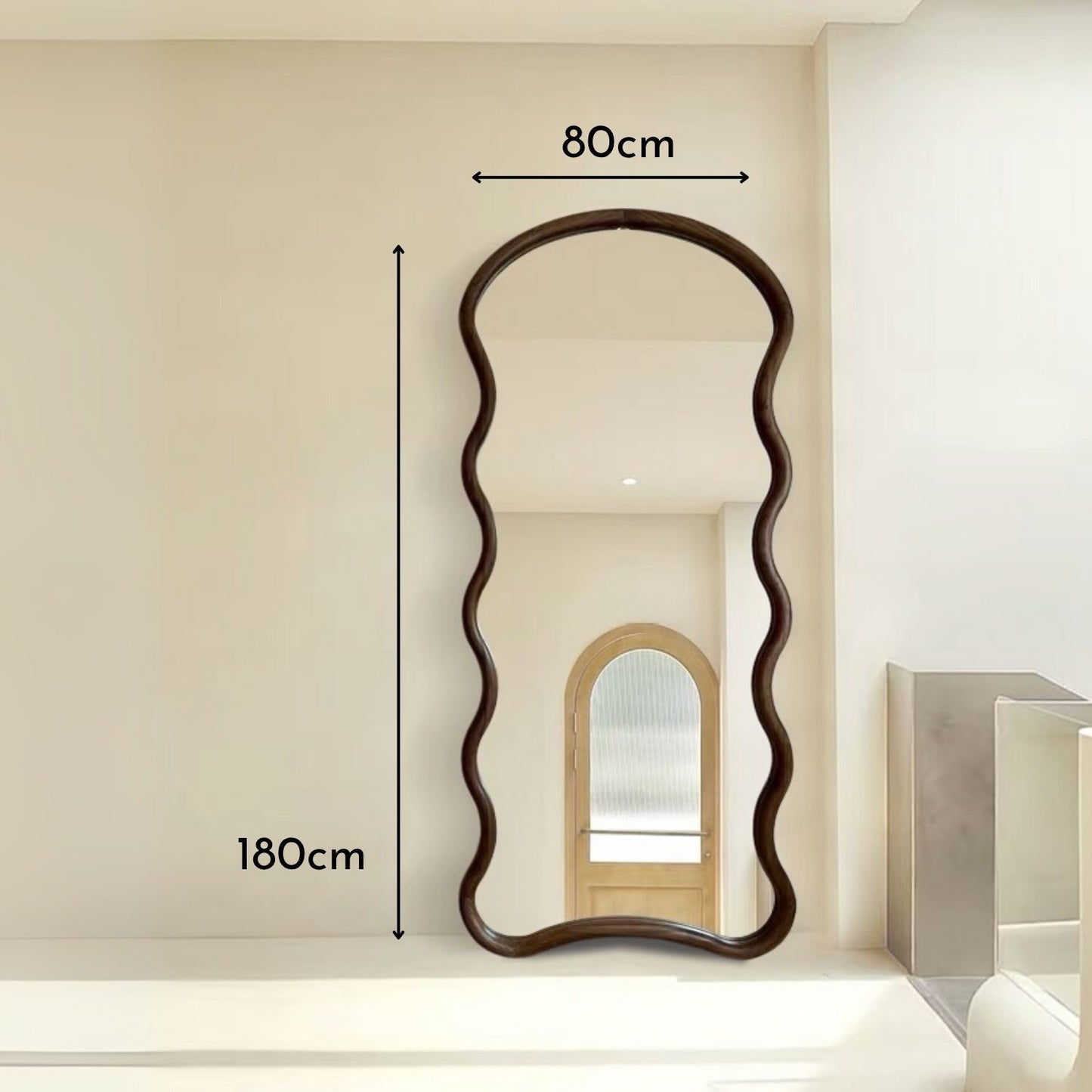 PREVENTA - Espejo Ondas Macizo Nogal Cuerpo Entero 180x80cm