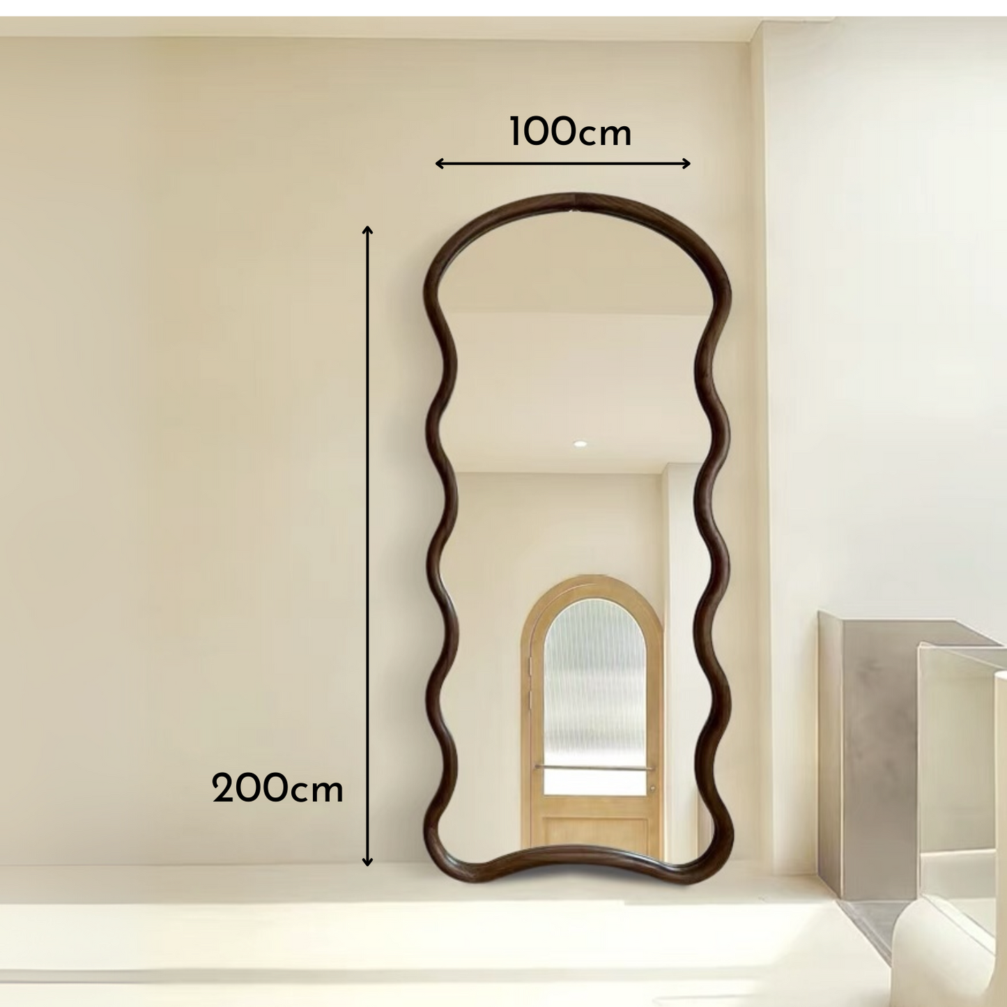 PREVENTA - Espejo Ondas Macizo Nogal Cuerpo Entero 200x100cm