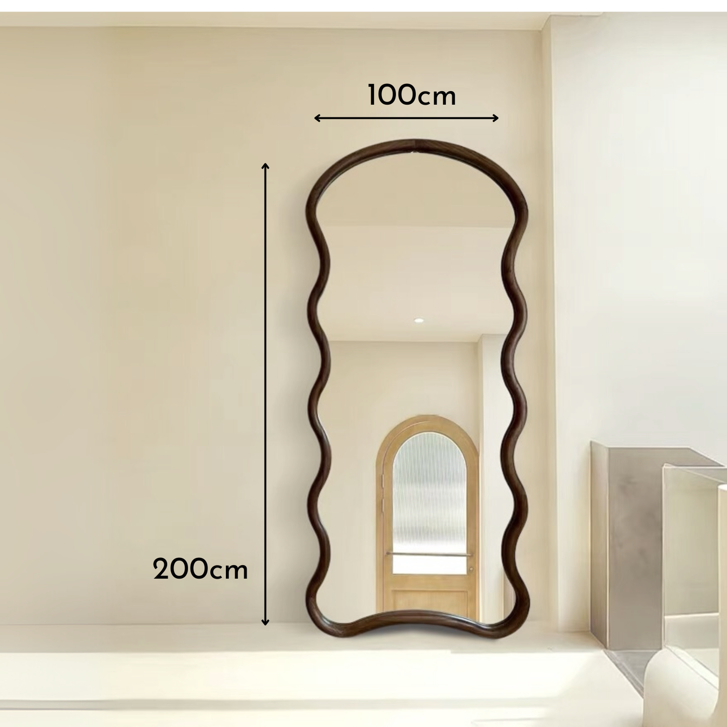 Espejo Ondas Macizo Nogal Cuerpo Entero 200x100cm