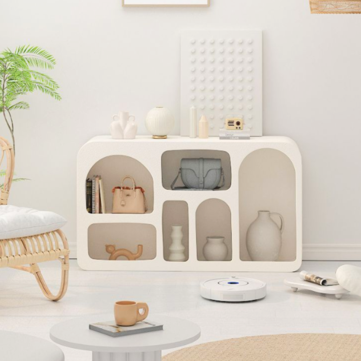 PREVENTA- Aparador Organizador Geométrico Bogen Marfil Mediano