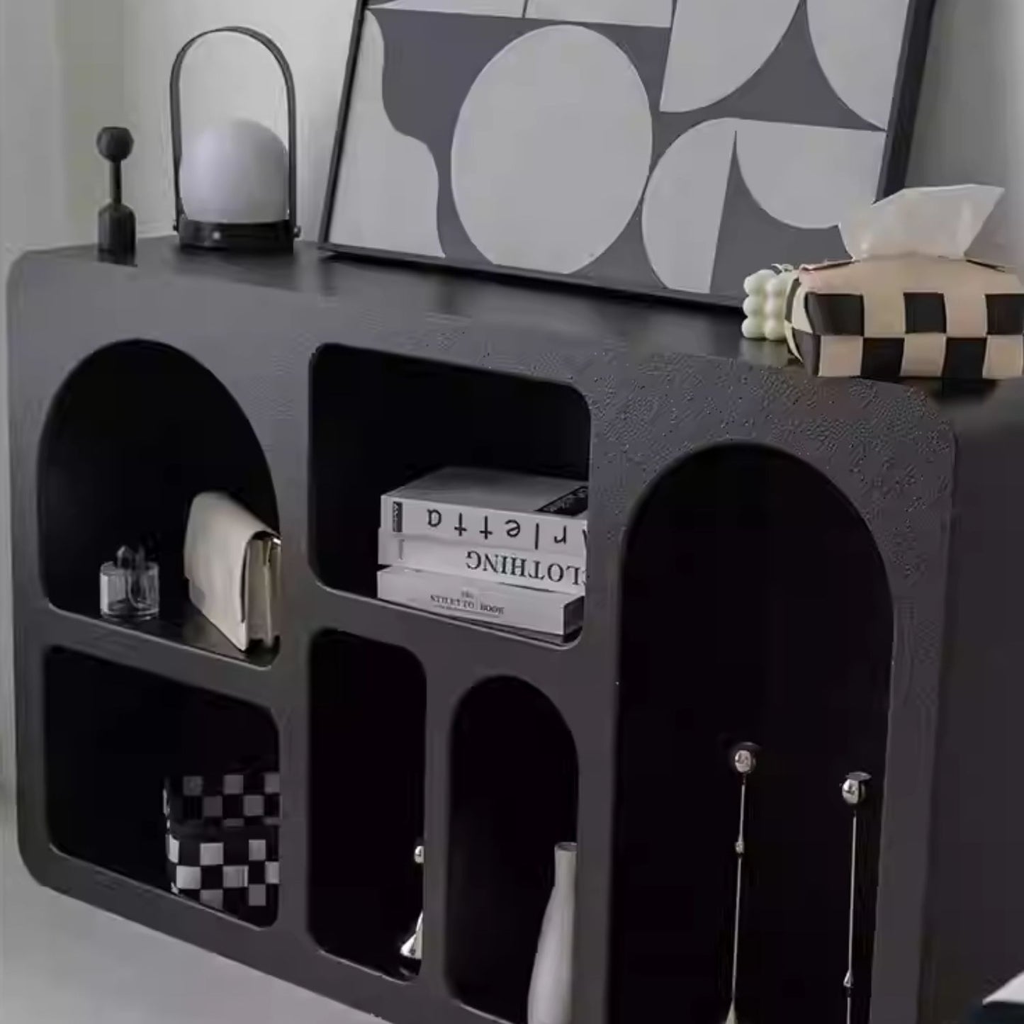 Aparador Organizador Geométrico Bogen Negro Mediano