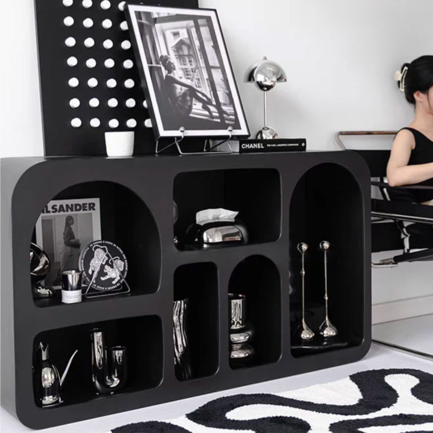 Aparador Organizador Geométrico Bogen Negro Mediano