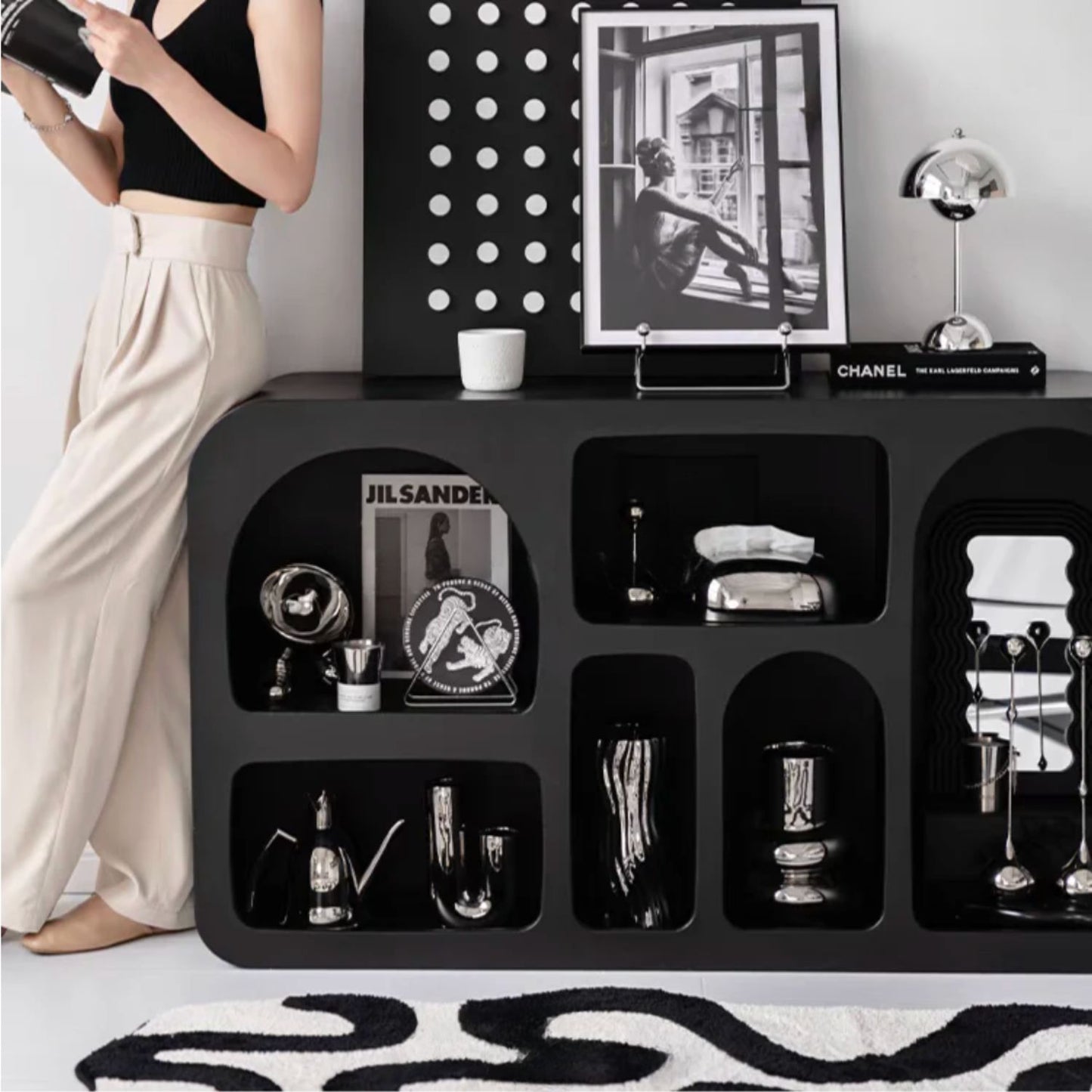 Aparador Organizador Geométrico Bogen Negro Mediano