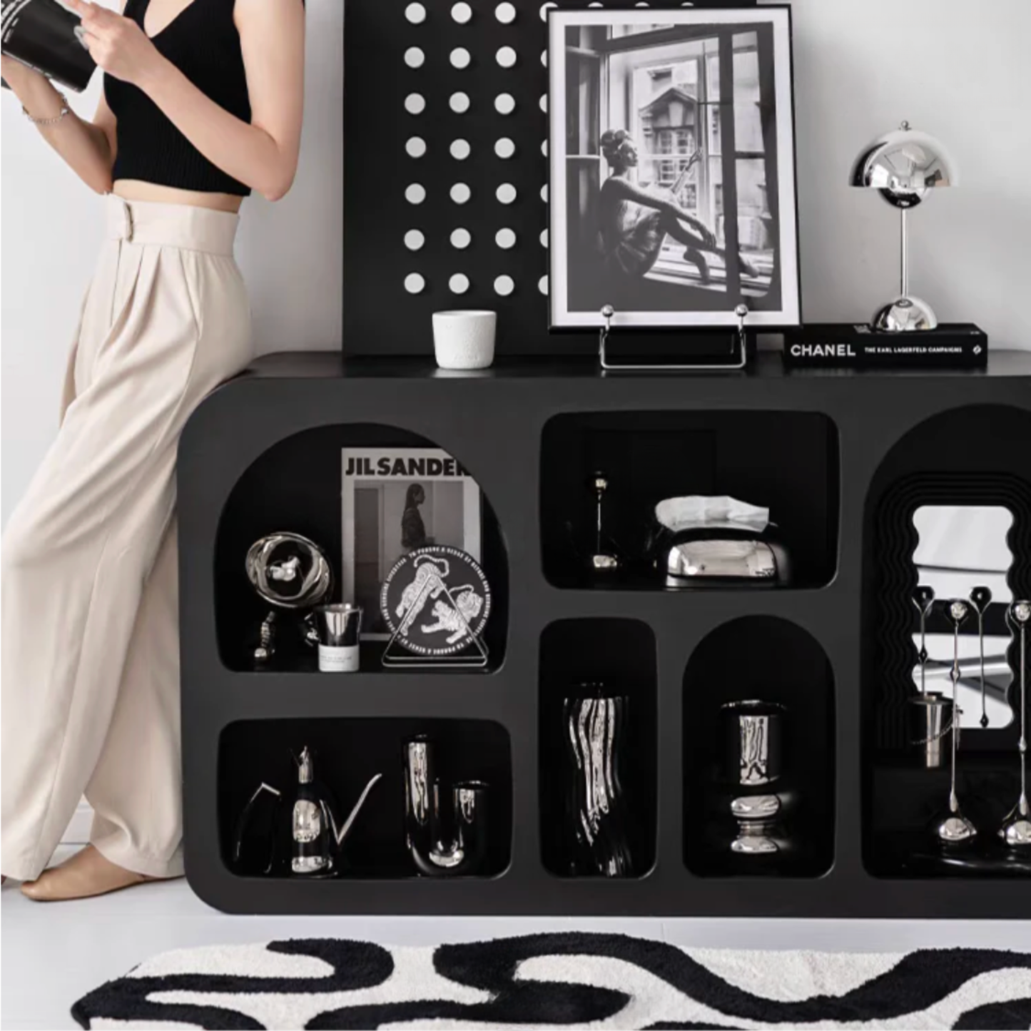 PREVENTA - Aparador Organizador Geométrico Bogen Negro Mediano