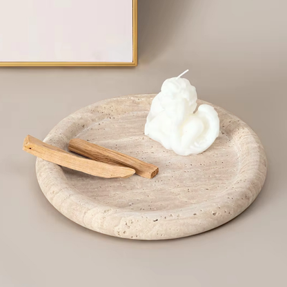 PREVENTA - Bandeja Redonda de Piedra Ambar Travertino