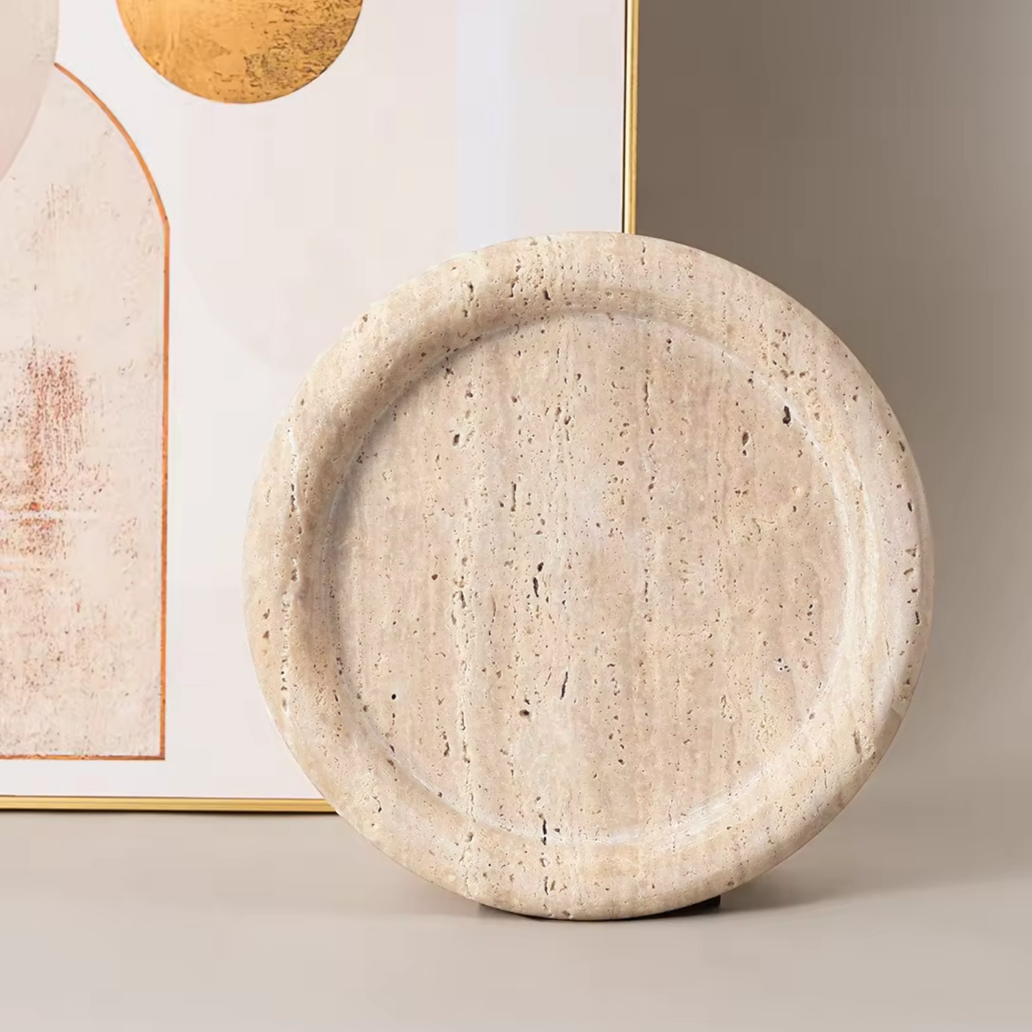 PREVENTA - Bandeja Redonda de Piedra Ambar Travertino