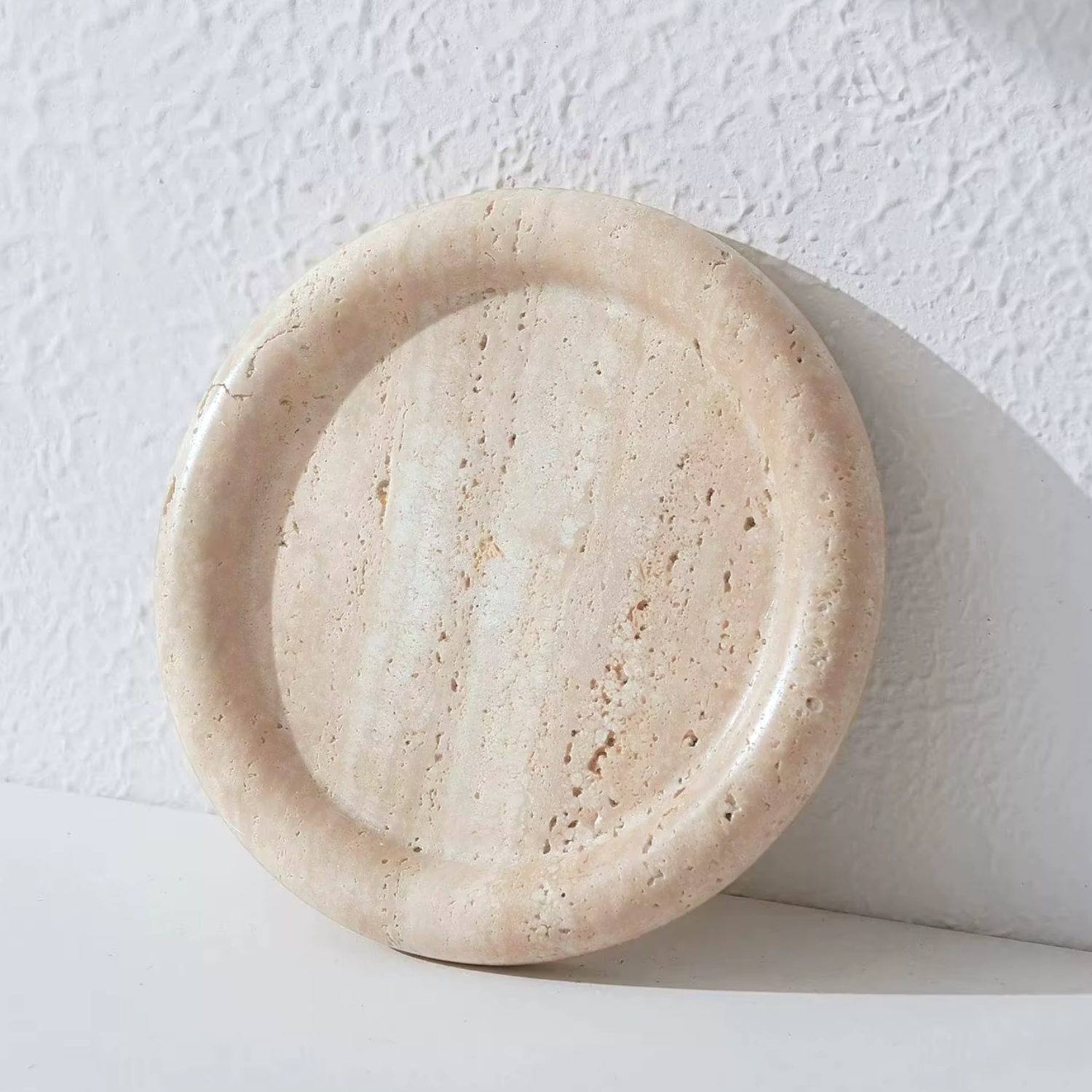Bandeja Redonda de Piedra Ambar Travertino
