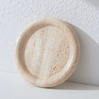 PREVENTA - Bandeja Redonda de Piedra Ambar Travertino