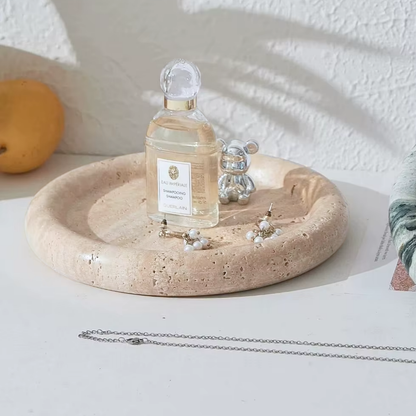 PREVENTA - Bandeja Redonda de Piedra Ambar Travertino