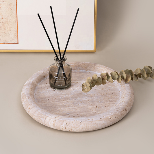 PREVENTA - Bandeja Redonda de Piedra Ambar Travertino