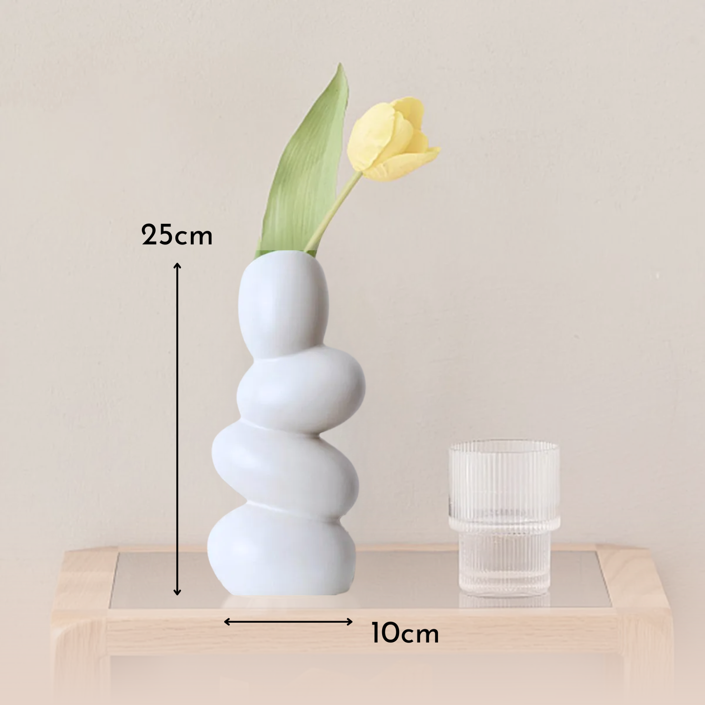 PREVENTA - Florero Cerámica Centro de Mesa Blanco Stones