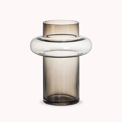 PREVENTA - Florero de Vidrio Anillo Ambar Gastado Figura Deco