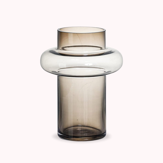 PREVENTA - Florero de Vidrio Anillo Ambar Gastado Figura Deco