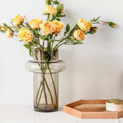 PREVENTA - Florero de Vidrio Anillo Ambar Gastado Figura Deco