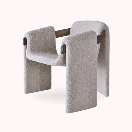 Silla Poltrona Cozy Sherpa y Madera Gris Claro