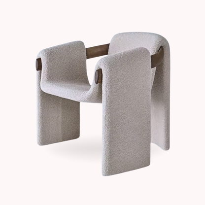 PREVENTA - Silla Poltrona Cozy Sherpa y Madera Gris Claro