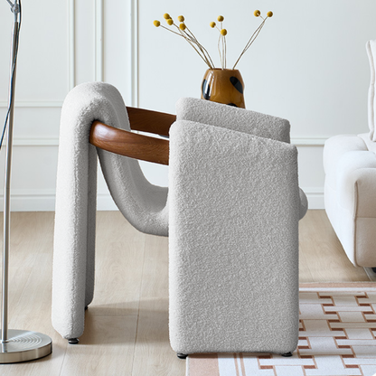 PREVENTA - Silla Poltrona Cozy Sherpa y Madera Gris Claro