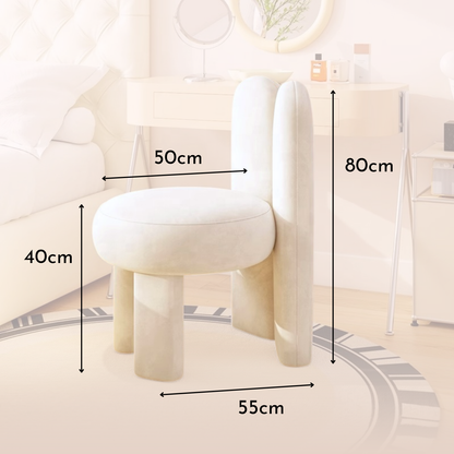 Silla Taburete Tocador de Terciopelo Blanco