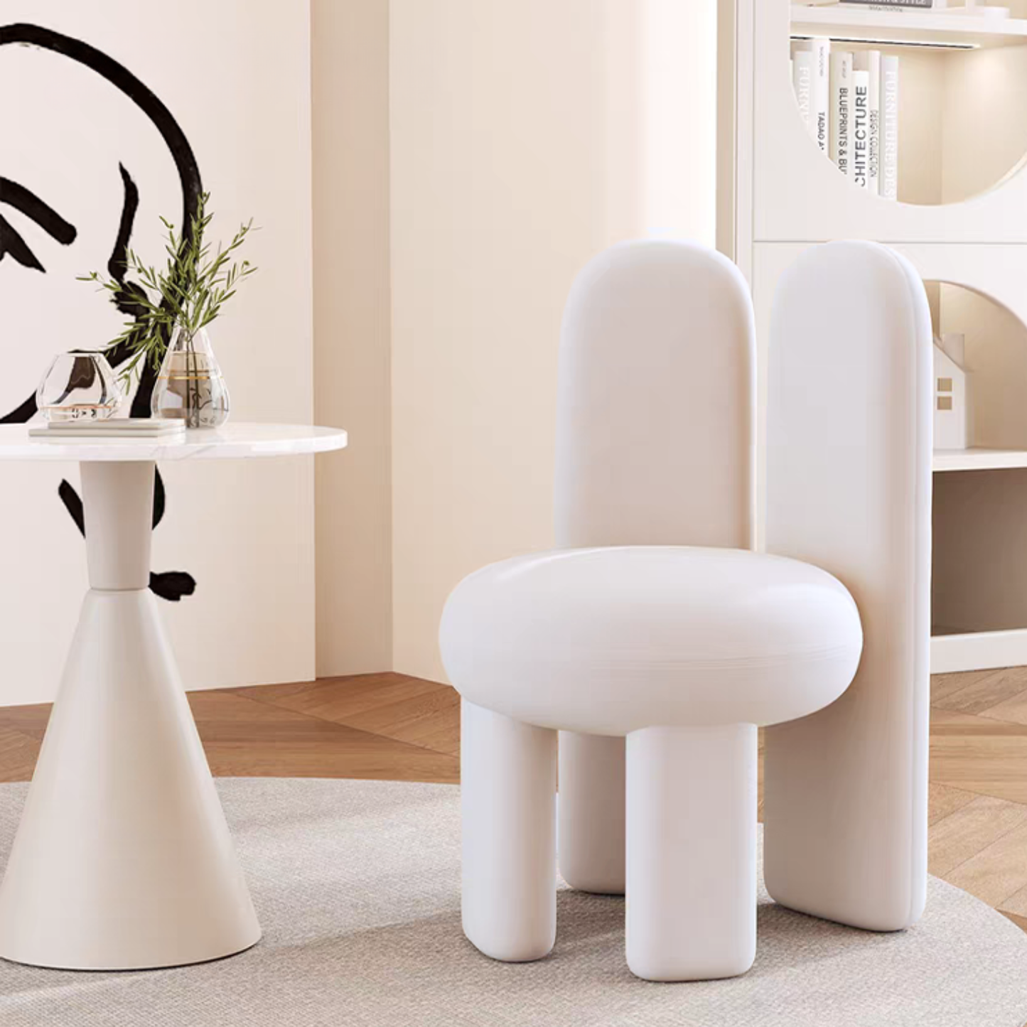 PREVENTA - Silla Taburete Tocador de Terciopelo Blanco