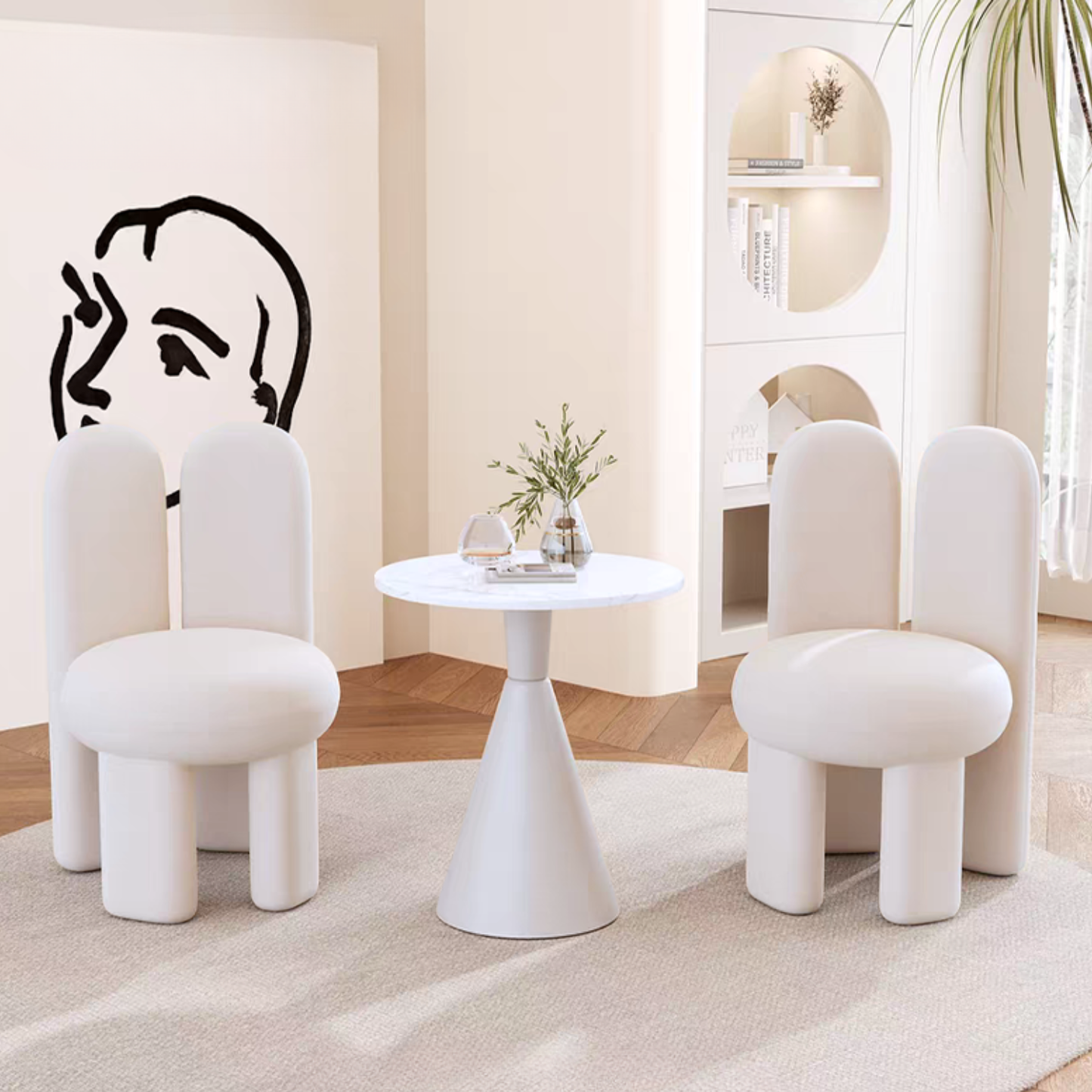 PREVENTA - Silla Taburete Tocador de Terciopelo Blanco