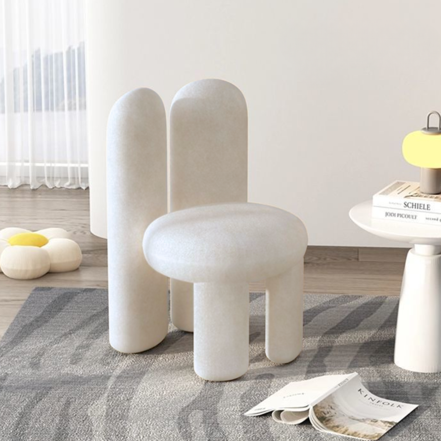 PREVENTA - Silla Taburete Tocador de Terciopelo Blanco