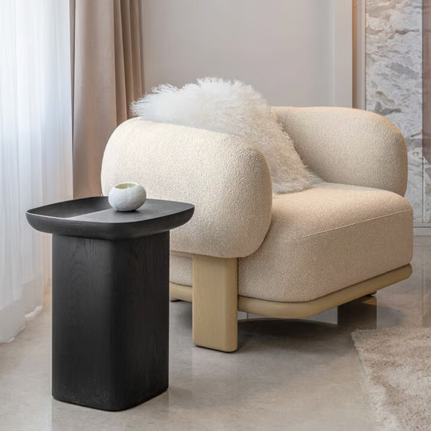 Sofá Poltrona Sessel Sherpa Crema