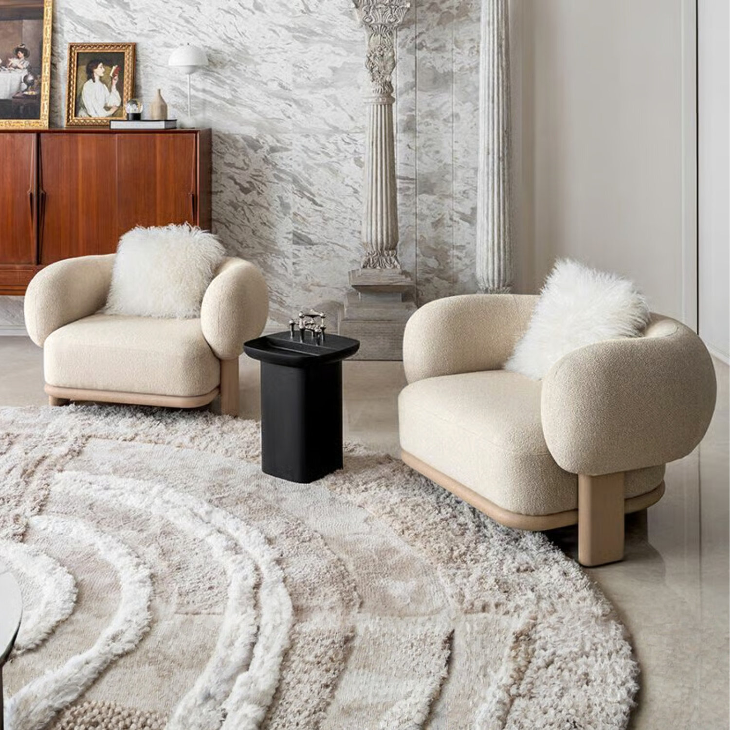 Sofá Poltrona Sessel Sherpa Crema