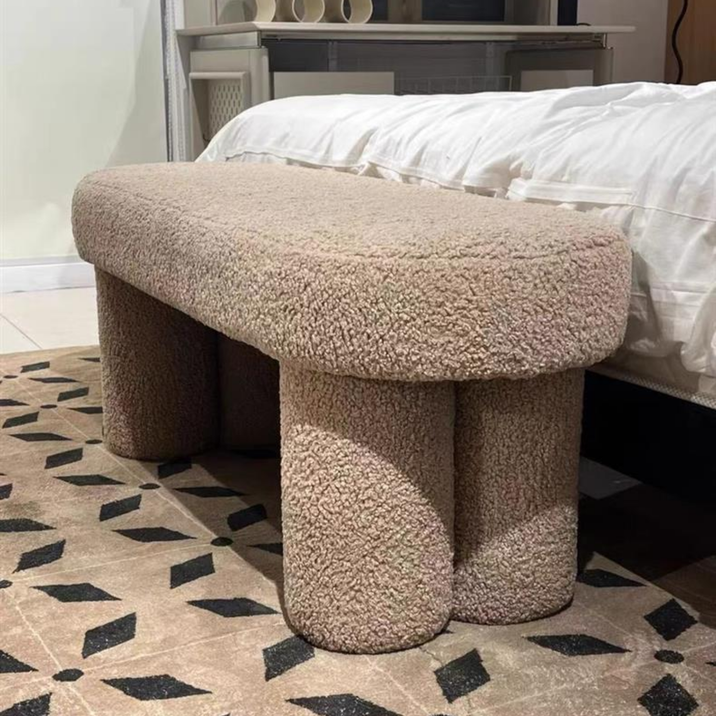 Taburete Estilo Banqueta Sherpa Mocha Creme