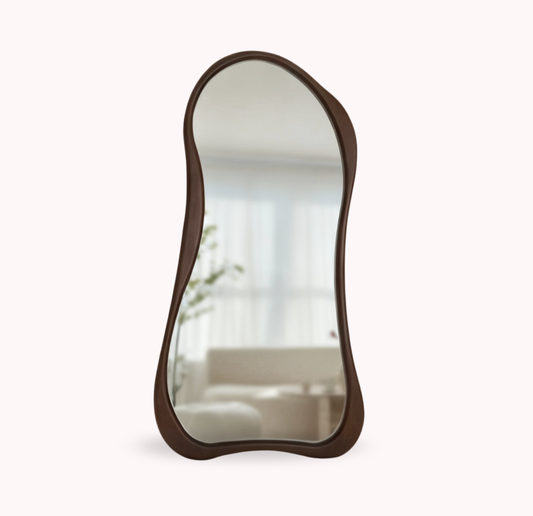 Espejo Asimetrico Cuerpo Entero Madera Color Cacao 180X80cm