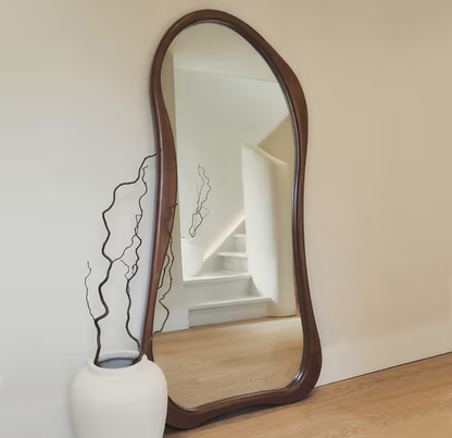 Espejo Asimetrico Cuerpo Entero Madera Color Cacao 180X80cm