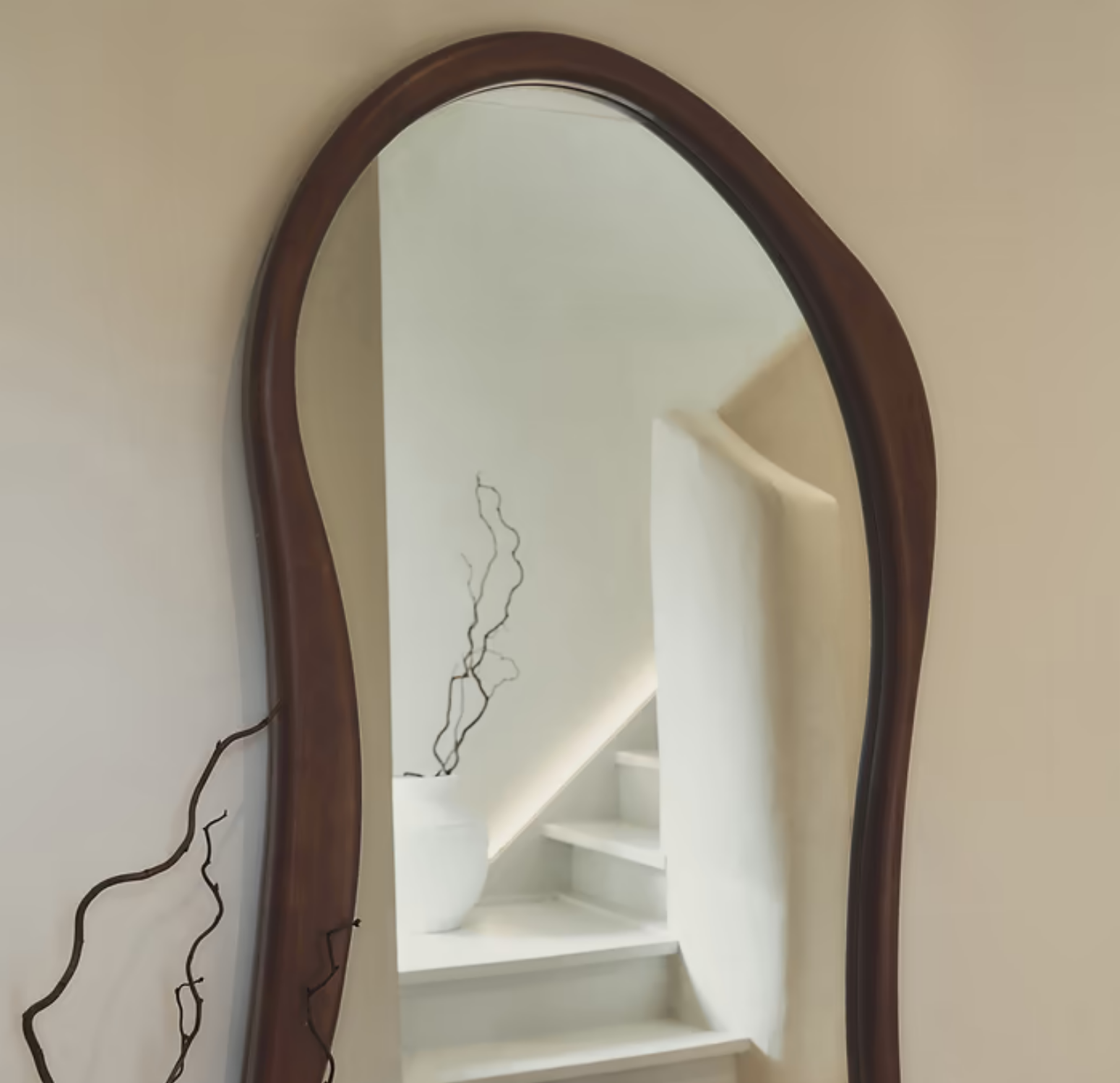 Espejo Asimétrico Cuerpo Entero Madera Color Cacao 180X80cm