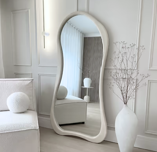 Espejo Asimetrico Cuerpo Entero Madera Blanco 180X80cm