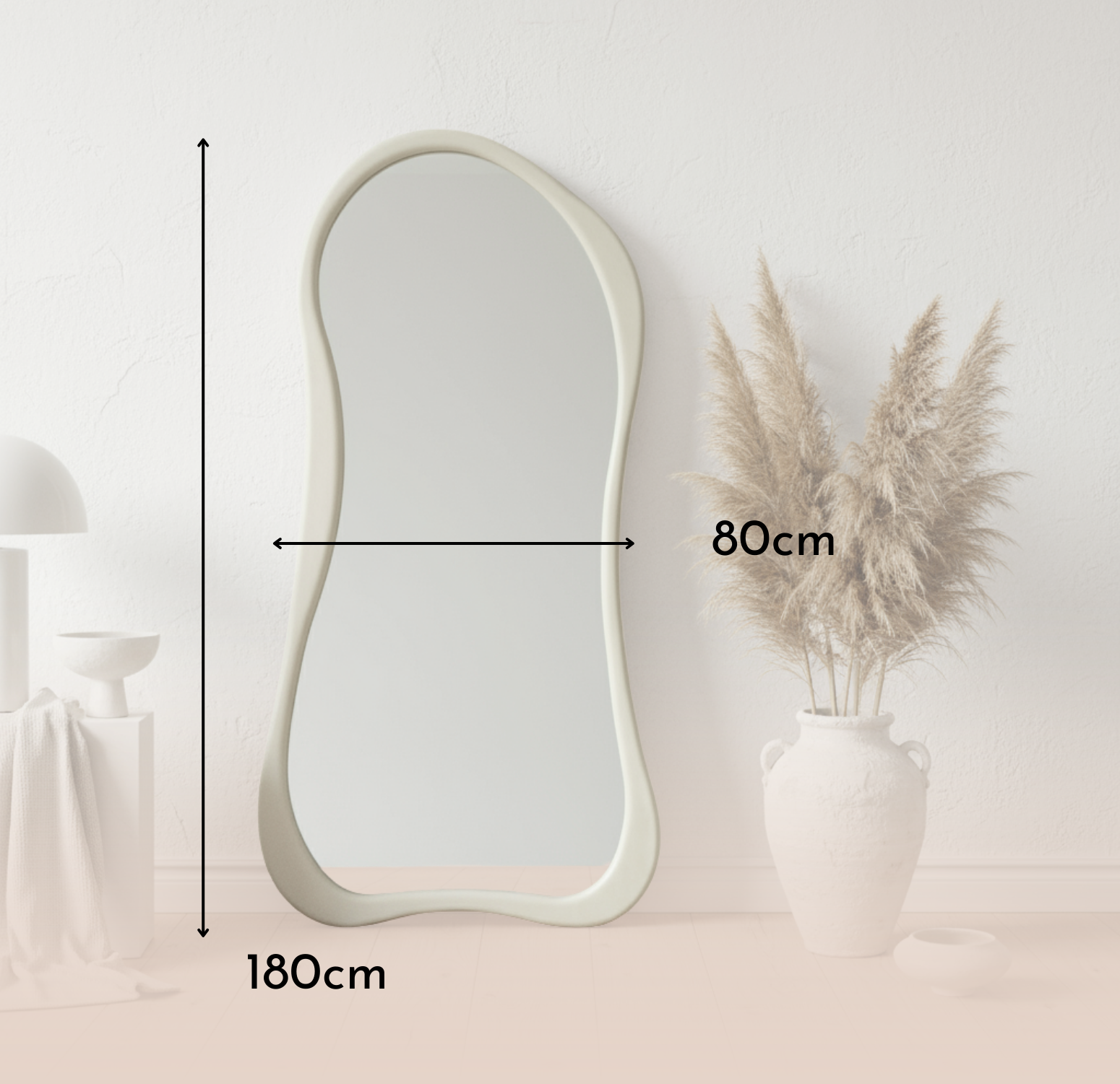 Espejo Asimétrico Cuerpo Entero Madera Blanco 180X80cm