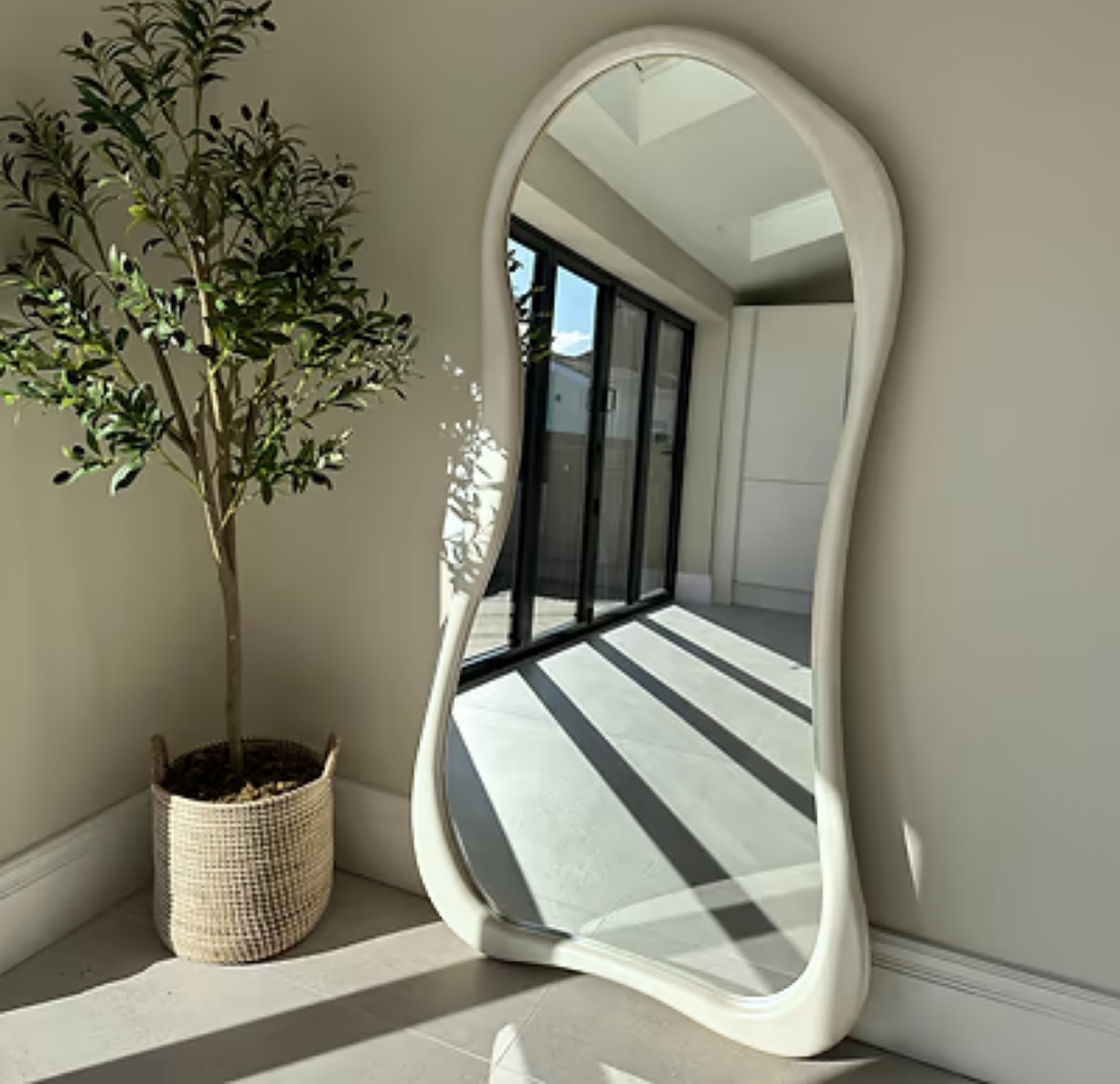 PREVENTA - Espejo Asimetrico Cuerpo Entero Madera Blanco 200X100cm