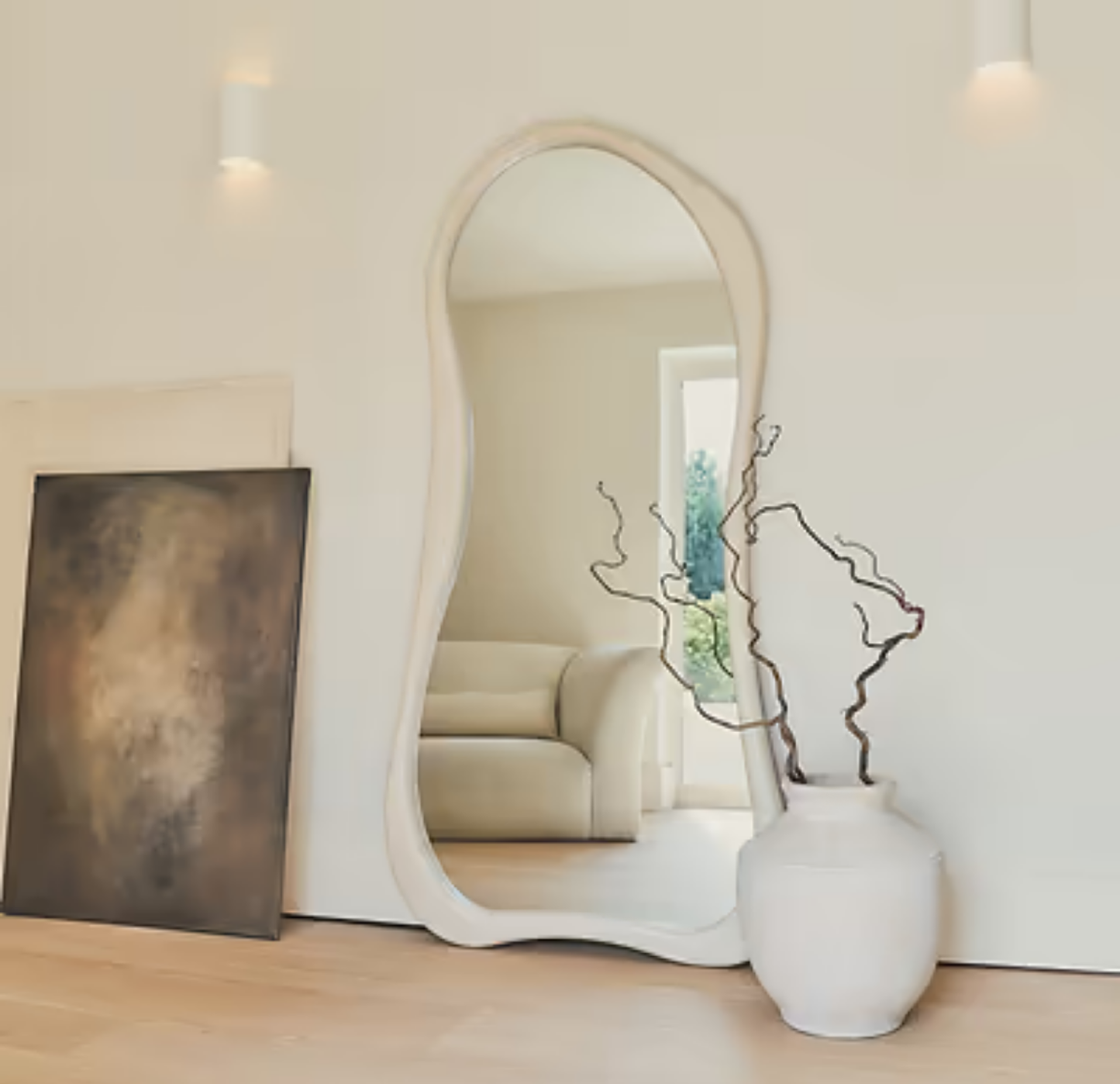 PREVENTA - Espejo Asimetrico Cuerpo Entero Madera Blanco 200X100cm