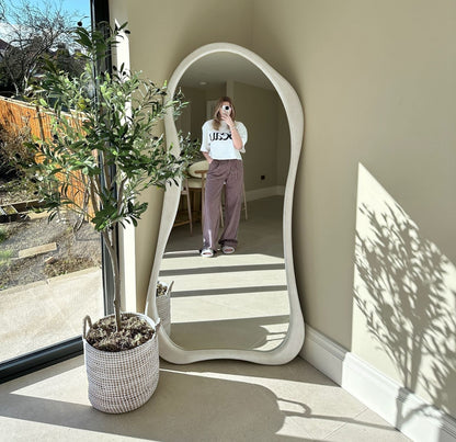 Espejo Asimetrico Cuerpo Entero Madera Blanco 180X80cm