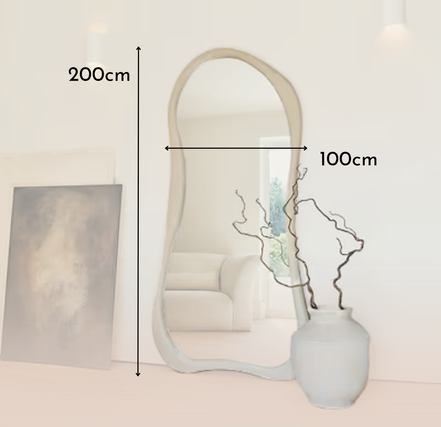 PREVENTA - Espejo Asimetrico Cuerpo Entero Madera Blanco 200X100cm