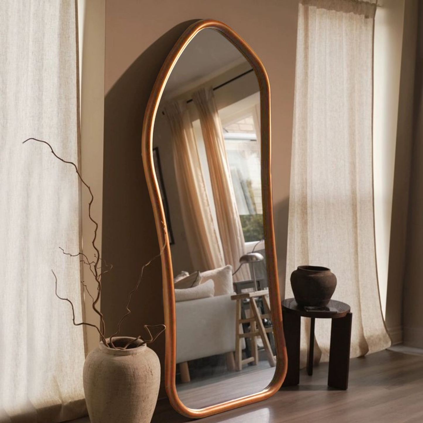 PREVENTA - Espejo Irregular Cuerpo Entero Madera Color Roble 180x80cm