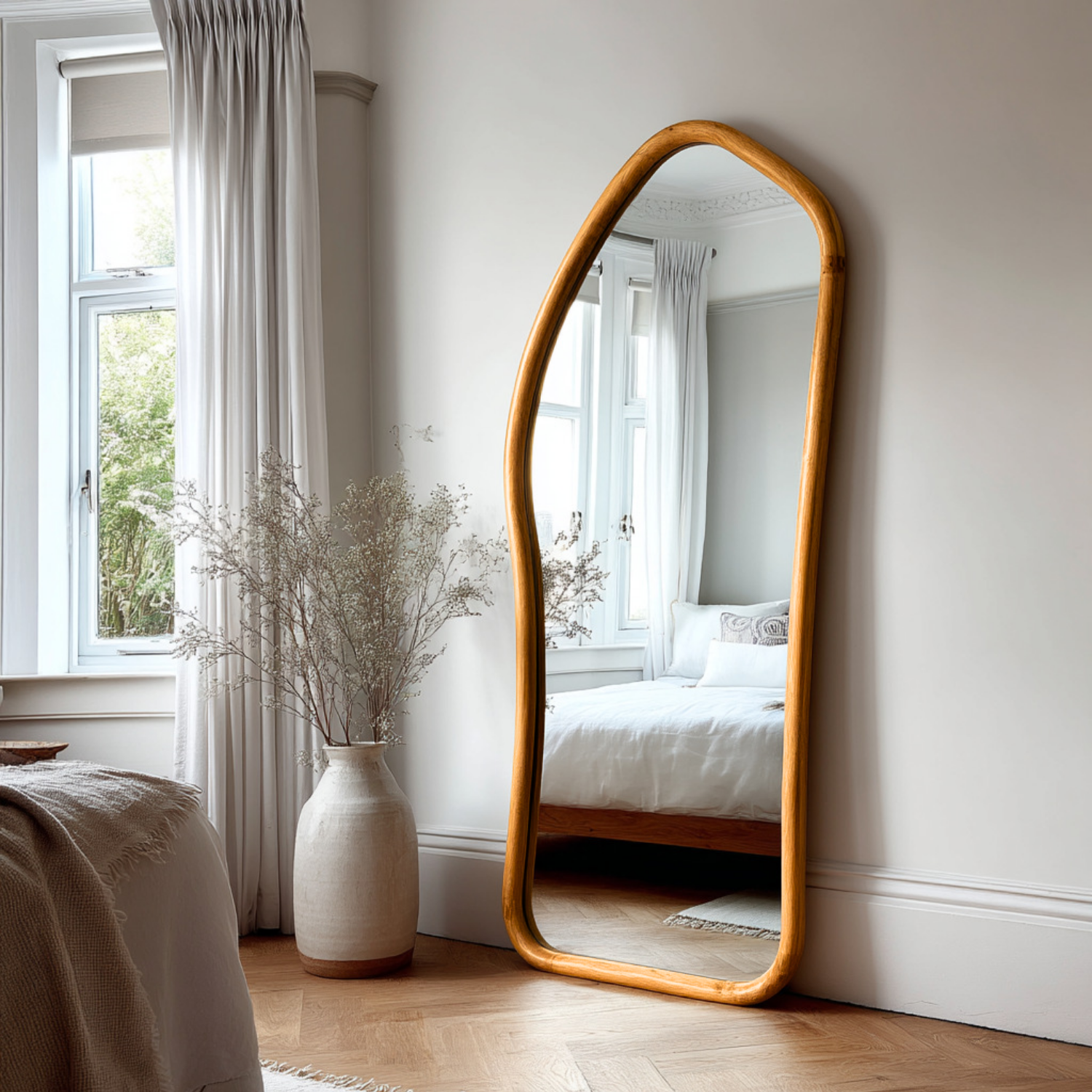 Espejo Irregular Cuerpo Entero Madera Color Roble 180x80cm