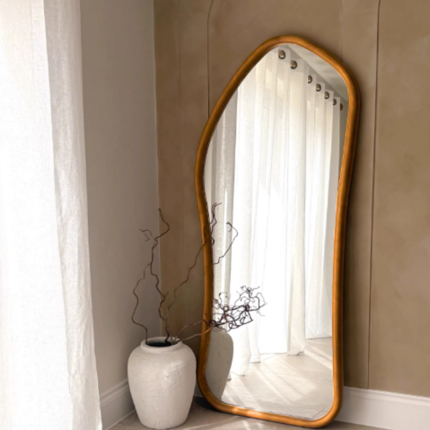 PREVENTA - Espejo Irregular Cuerpo Entero Madera Color Roble 180x80cm