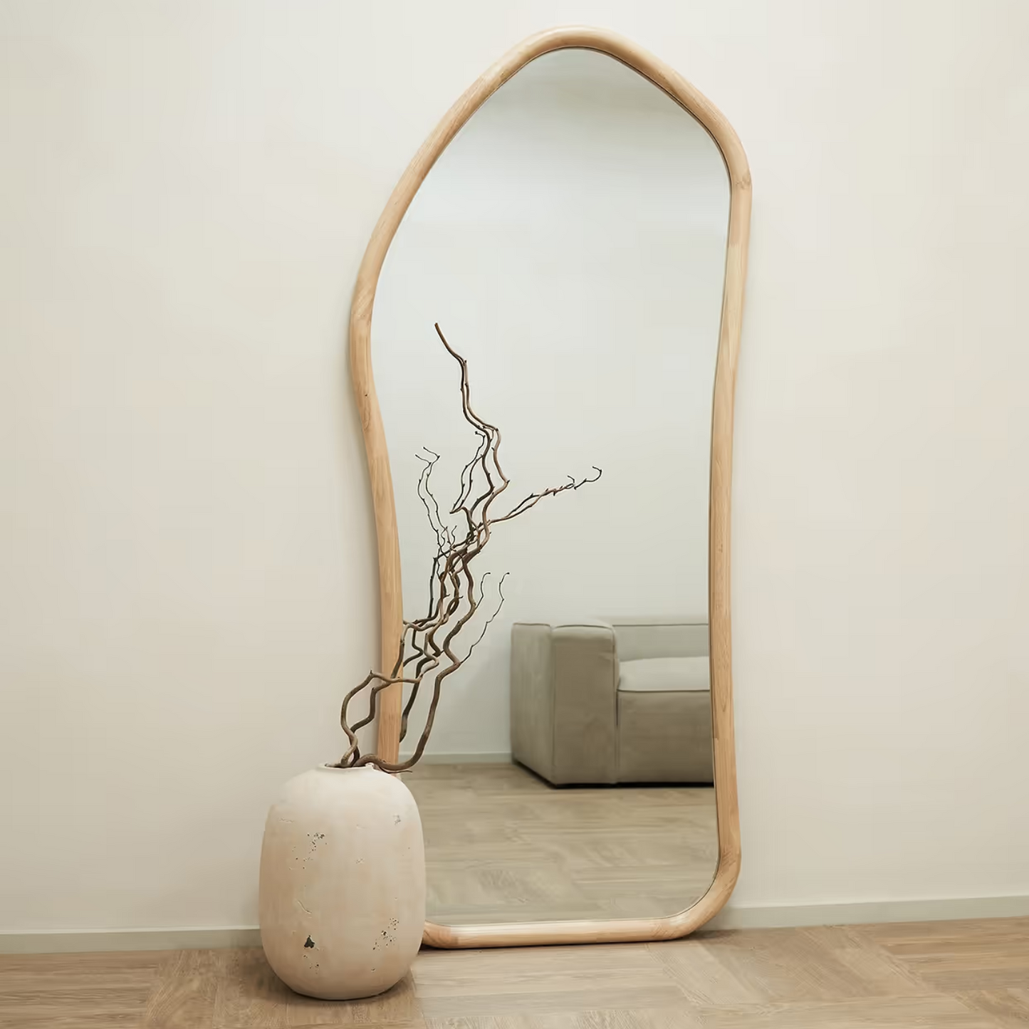 PREVENTA - Espejo Irregular Cuerpo Entero Madera Color Abedul 180x80cm