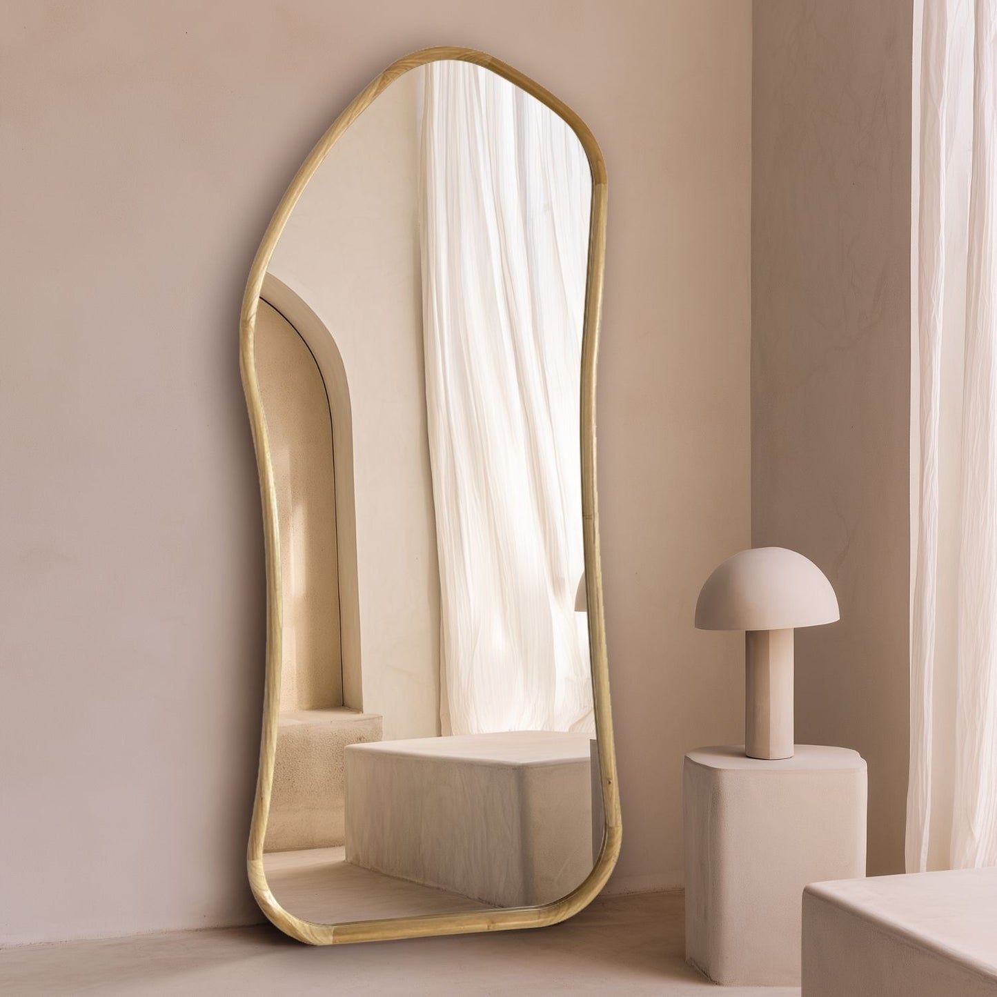 Espejo Irregular Cuerpo Entero Madera Color Abedul 200x100cm