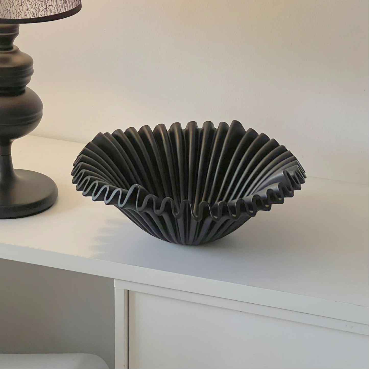 PREVENTA - Fuente estilo Frutero Cerámica Shell Negro